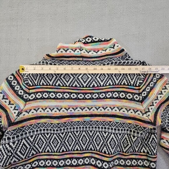 Monteau Los Angeles Hooded Open-Front Cardigan Size Large Knitted Southwestern - Picture 12 of 14